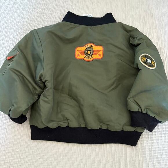 Bomber Jacket 3T BabyFair Toddler  Army Green Flight Pilot Patch MA-1 Style - Picture 3 of 4